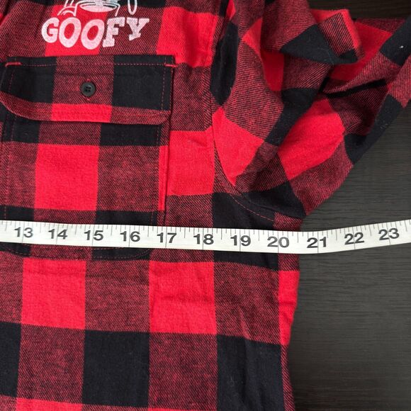 Frontierland Goofy Shirt Men Medium Checkered Flannel Top Disney Park Merch Xmas - Picture 9 of 10